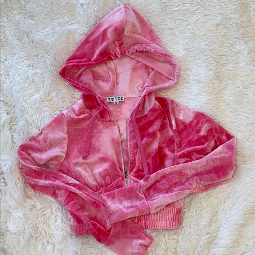 Velvet Tie Dye Cropped Jacket